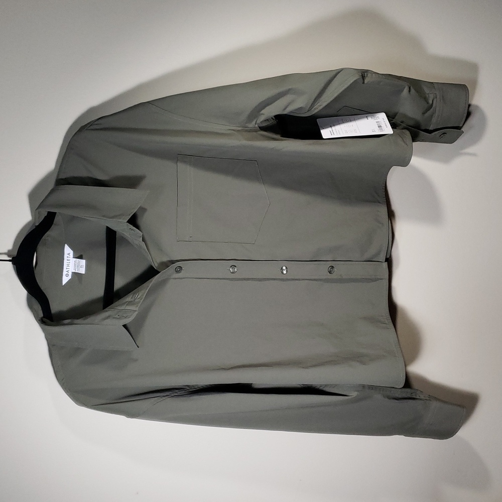 Athleta Midday Cropped Button-Up Shirt Olive